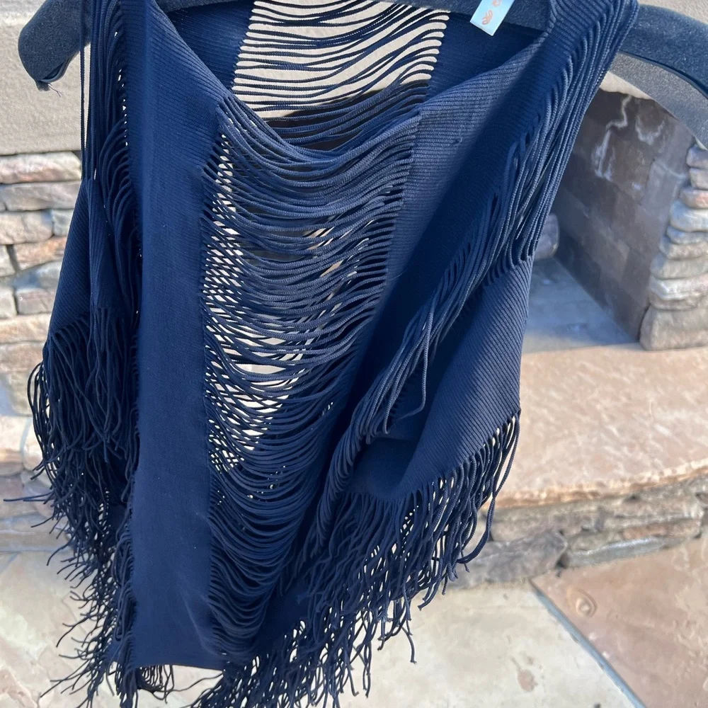 PilyQ Haute Summer black Poncho bathing suit cover up one size - Picture 15 of 15